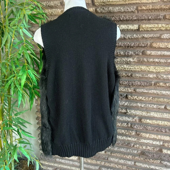 Sebby Collection Black Faux Fur Open Drape Vest Size XL - Picture 3 of 5